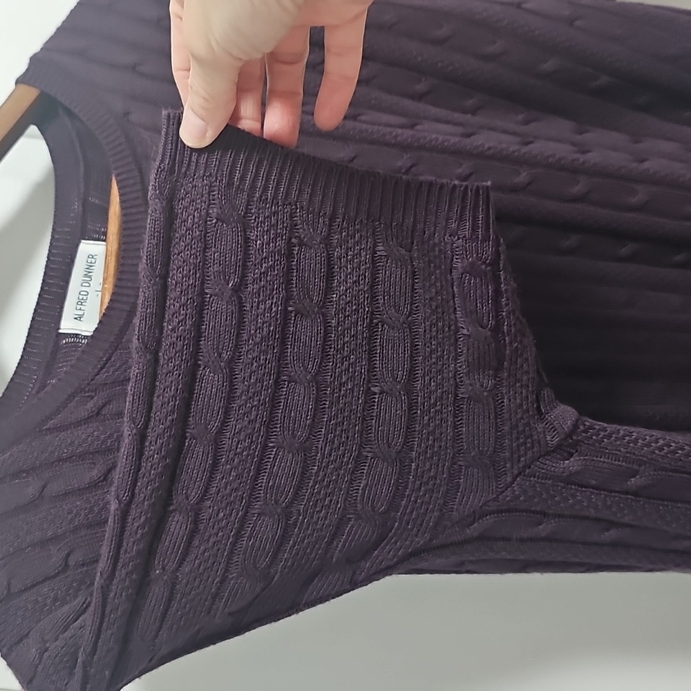 Alfred Dunner Eggplant Cable Knit Sweater